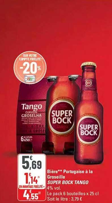 Bière** Portugaise à la Groseille SUPER BOCK TANGO
