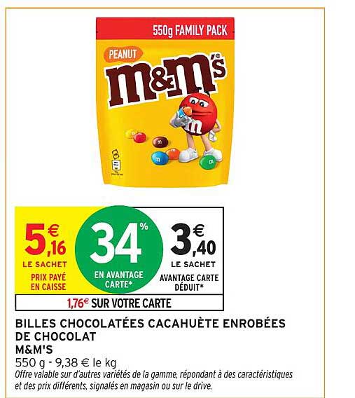 BILLES CHOCOLATÉES CACAHUÈTE ENROBÉES DE CHOCOLAT M&M'S