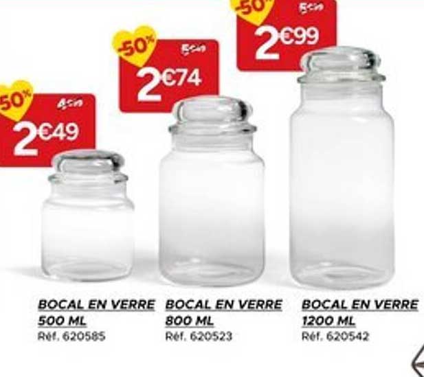 Bocal en verre 500 ML - 800 ML - 1200 ML