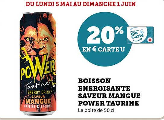 BOISSON ÉNERGISANTE SAVEUR MANGUE POWER TAURINE