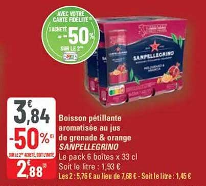 Boisson pétillante aromatisée au jus de grenade & orange SANPELLEGRINO