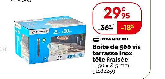 Boîte de 500 vis terrasse inox tête fraisée