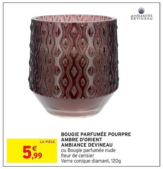 BOUGIE PARFUMÉE POURPRE AMBRE D'ORIENT AMBIANCE DEVINEAU