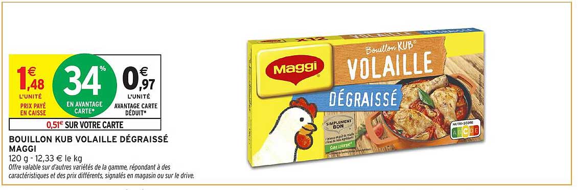 BOUILLON KUB VOLAILLE DÉGRAISSÉ MAGGI
