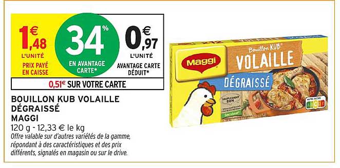 BOUILLON KUB VOLAILLE DÉGRAISSÉ MAGGI