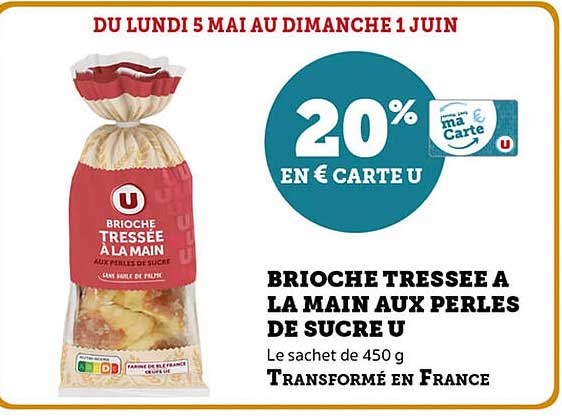 Brioche tressée à la main aux perles de sucre U