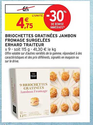 BRIOCHETTES GRATINÉES JAMBON FROMAGE SUR GELÉES ERHARD TRAITEUR