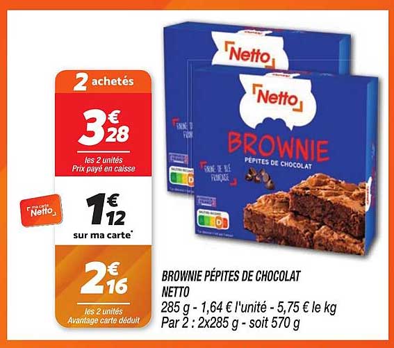 BROWNIE PÉPITES DE CHOCOLAT NETTO