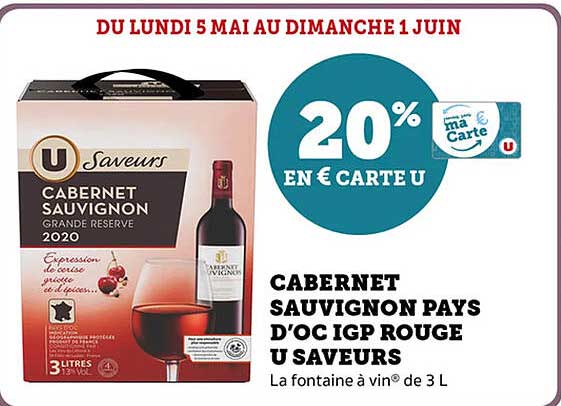 CABERNET SAUVIGNON PAYS D'OC IGP ROUGE U SAVEURS