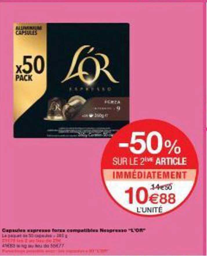 Capsules expresso forza compatibles Nespresso "L'OR"