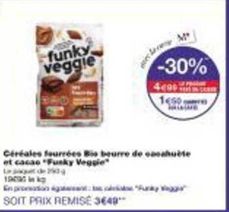 Céréales fourrées Bio beurre de cacahuète et cacao "Funky Veggie"