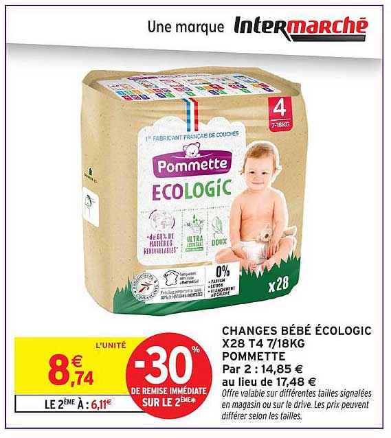 CHANGES BÉBÉ ÉCOLOGIC X28 T4 7/18KG POMMETTE