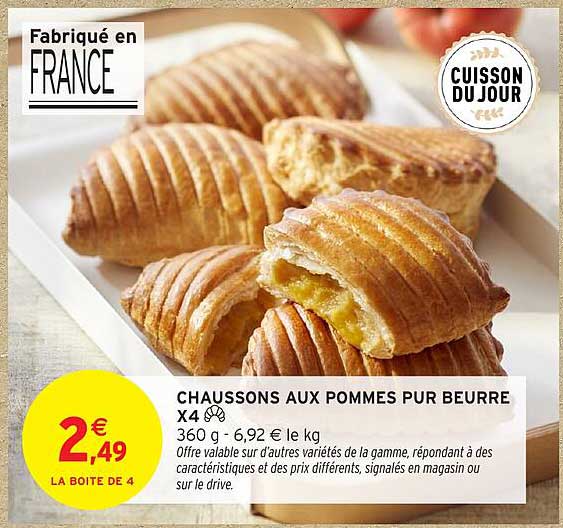CHAUSSONS AUX POMMES PUR BEURRE X4