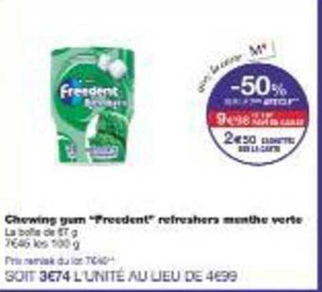 Chewing gum "Freedent" refreshers menthe verte