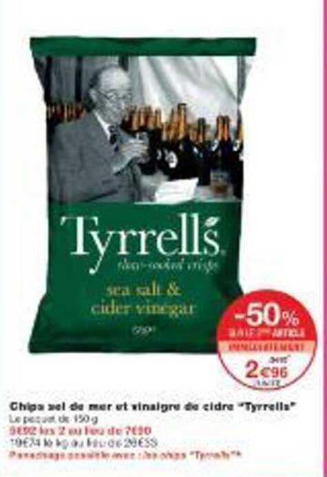 Chips sel de mer et vinaigre de cidre "Tyrrell's"