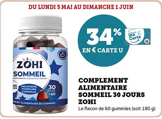 COMPLEMENT ALIMENTAIRE SOMMEIL 30 JOURS ZOHI
