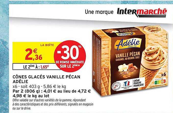 CÔNES GLACÉS VANILLE PÉCAN ADÉLIE