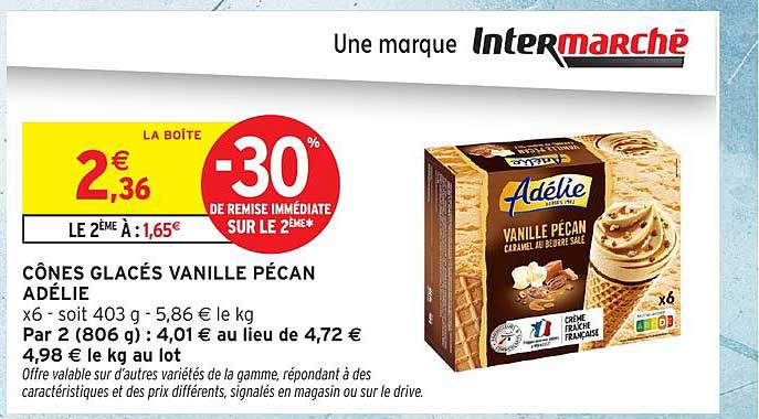 CÔNES GLACÉS VANILLE PÉCAN ADÉLIE