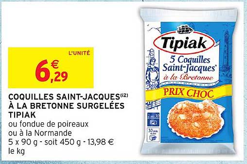 COQUILLES SAINT-JACQUES À LA BRETONNE SURGELÉES TIPIAK