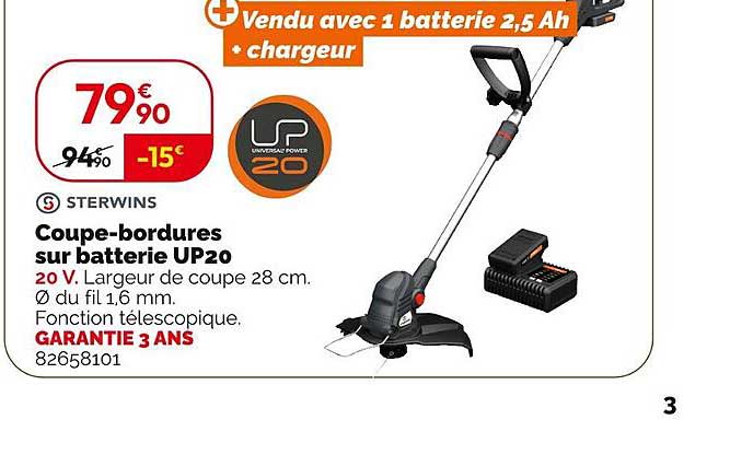 Coupe-bordures sur batterie UP20