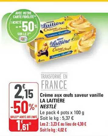 Crème aux œufs saveur vanille LA LAITIÈRE