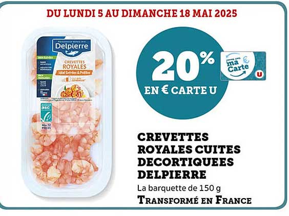 CREVETTES ROYALES CUITES DECORTIQUEES DELPIERRE