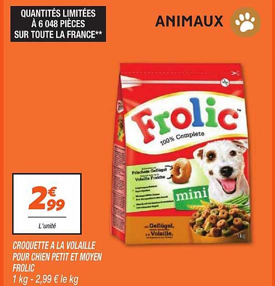 Croquette à la volaille pour chien petit et moyen Frolic