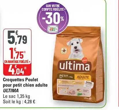 Croquettes Poulet pour petit chien adulte ULTIMA
