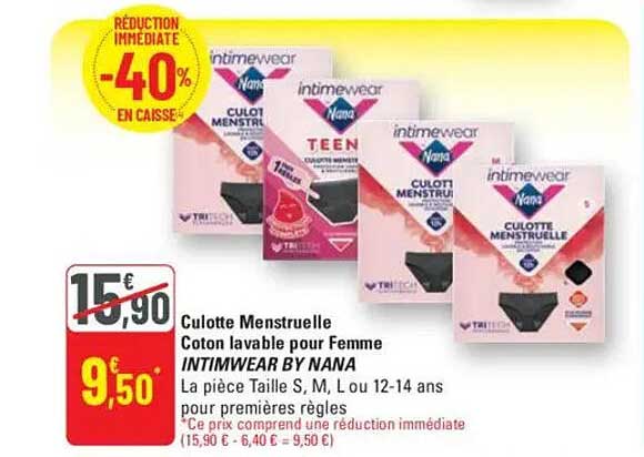 Culotte Menstruelle Coton lavable pour Femme INTIMWEAR BY NANA