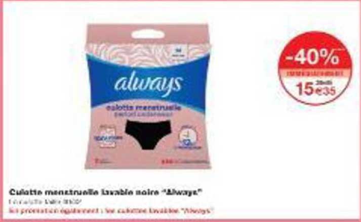 Culotte menstruelle lavable noire "Always"