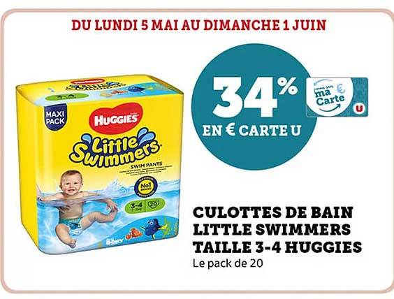 CULOTTES DE BAIN LITTLE SWIMMERS TAILLE 3-4 HUGGIES
