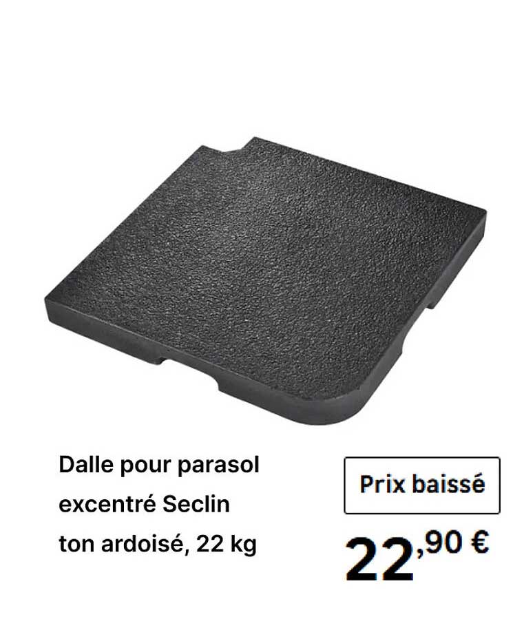 Dalle pour parasol excentré Seclin ton ardoisé, 22 kg