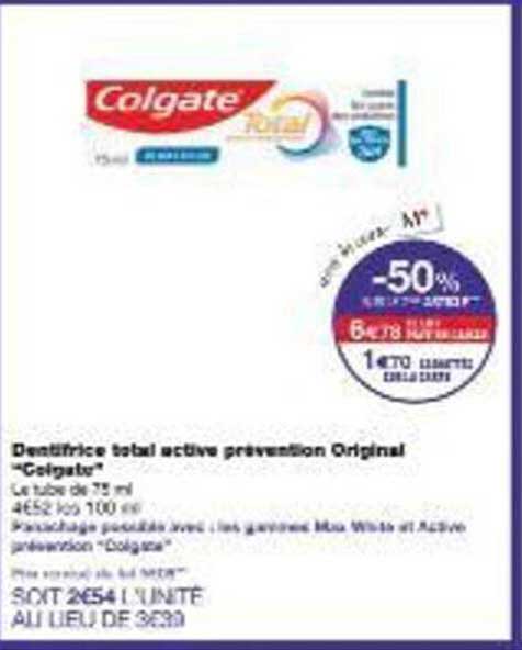 DENTIFRICE TOTAL ACTIVE PRÉVENTION ORIGINAL "COLGATE"