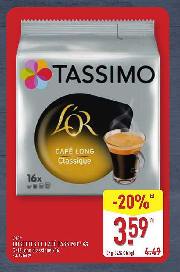 DOSSETTES DE CAFÉ TASSIMO® CAFÉ LONG Classique