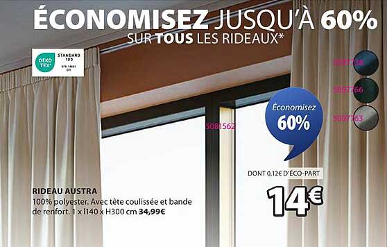 ÉCONOMISEZ JUSQU'À 60% SUR TOUS LES RIDEAUX*