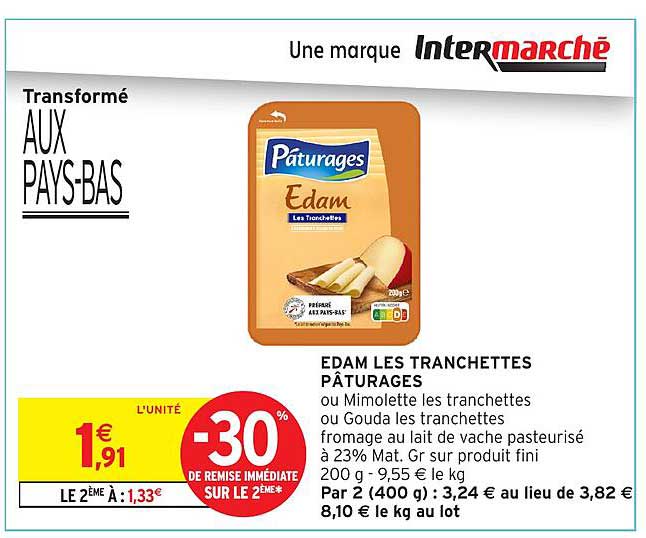 EDAM LES TRANCHETTES PÂTURAGES