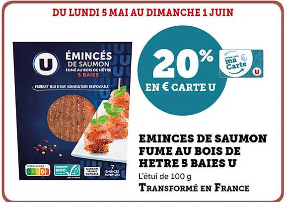 ÉMINCÉS DE SAUMON FUMÉ AU BOIS DE HÊTRE 5 BAIES U