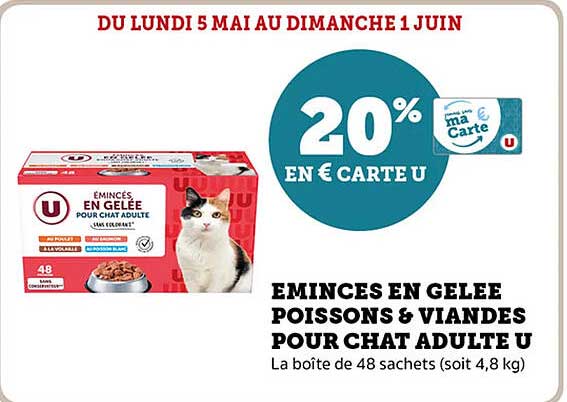 Éminces en gelée poissons & viandes pour chat adulte U