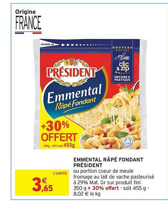 EMMENTAL RÂPÉ FONDANT PRÉSIDENT