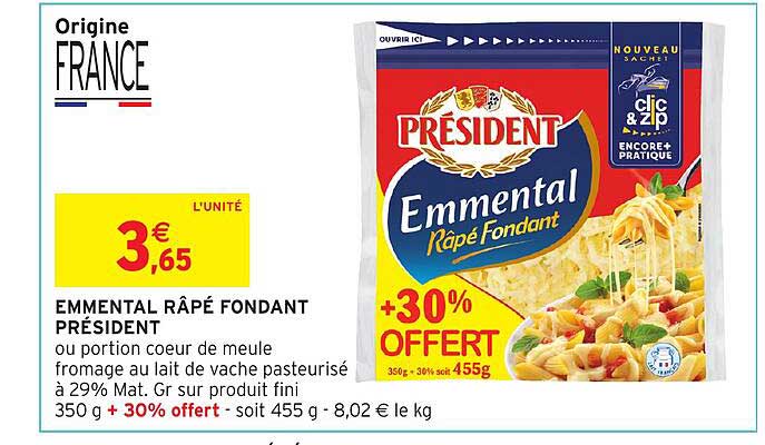 EMMENTAL RÂPÉ FONDANT PRÉSIDENT