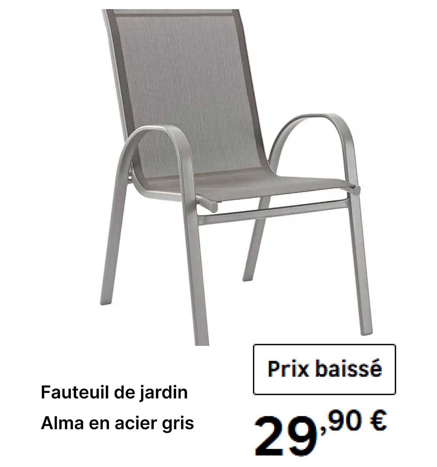Fauteuil de jardin Alma en acier gris