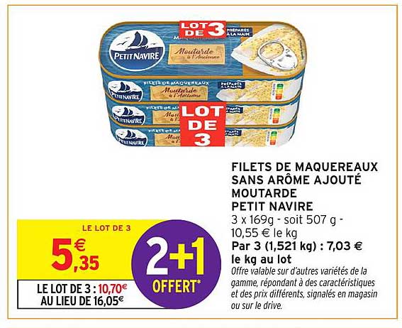 FILETS DE MAQUEREAUX SANS AROME AJOUTE MOUTARDE