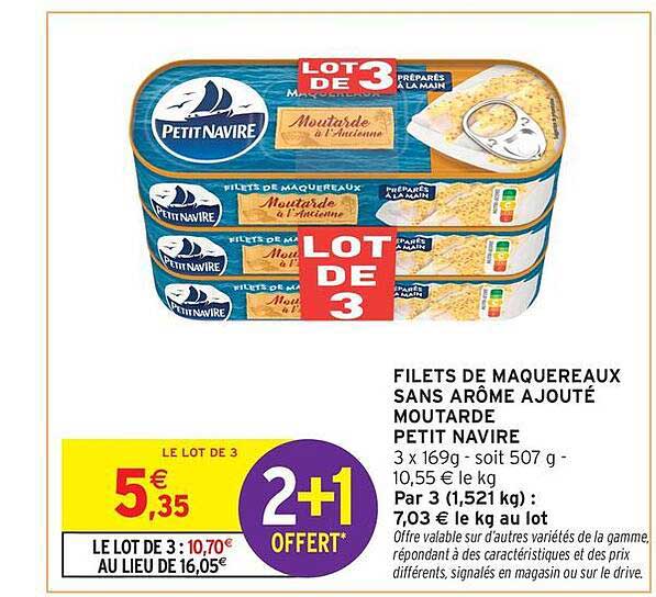 FILETS DE MAQUEREAUX SANS AROME AJOUTÉ MOUTARDE PETIT NAVIRE