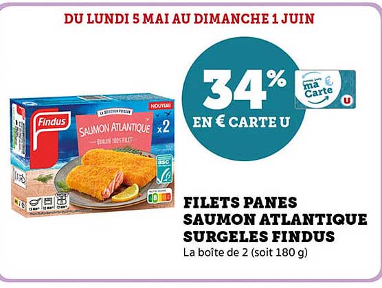 FILETS PANES SAUMON ATLANTIQUE SURGELES FINDUS
