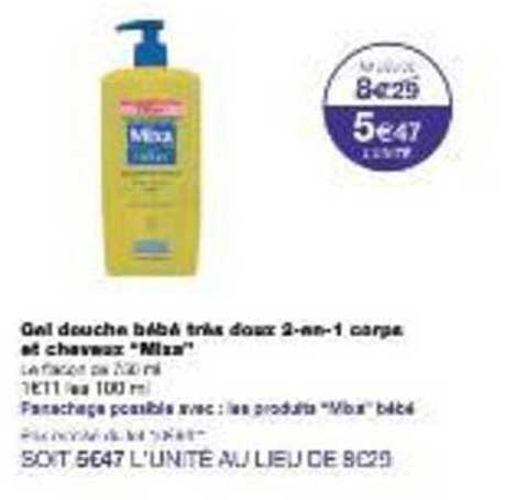 Gel douche bébé très doux 2-en-1 corps et cheveux 'Mixa'