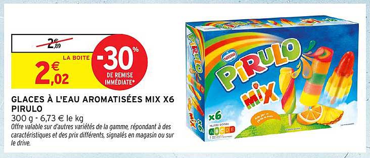 GLACES À L'EAU AROMATISÉES MIX X6 PIRULO