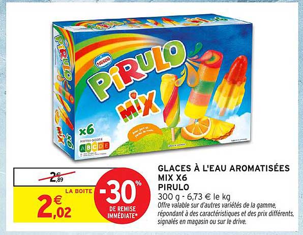 GLACES À L'EAU AROMATISÉES MIX X6 PIRULO