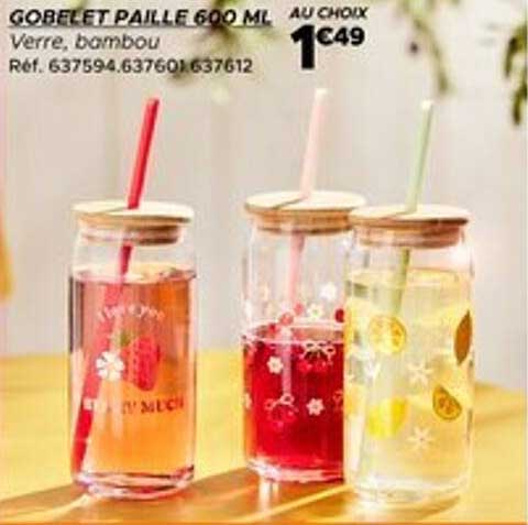 Gobelet paille 600 ml
