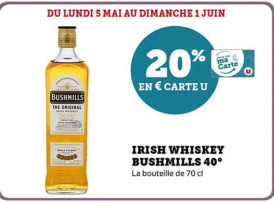 IRISH WHISKEY BUSHMILLS 40°