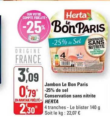 Jambon Le Bon Paris -25% de sel